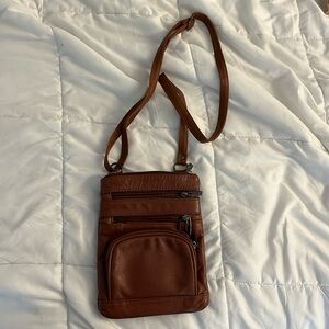 Faux leather brown satchel
